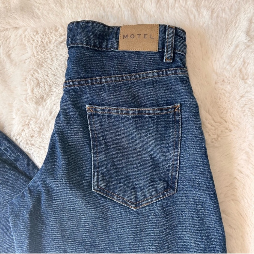 Motel Roomy Extra Wide Low Rise Jeans In Mid Blue Used - Picture 3 of 5